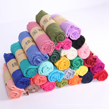 El precio de fábrica al por mayor bufanda barata del poliéster de las mujeres de la bufanda de la sensación del algodón del color sólido